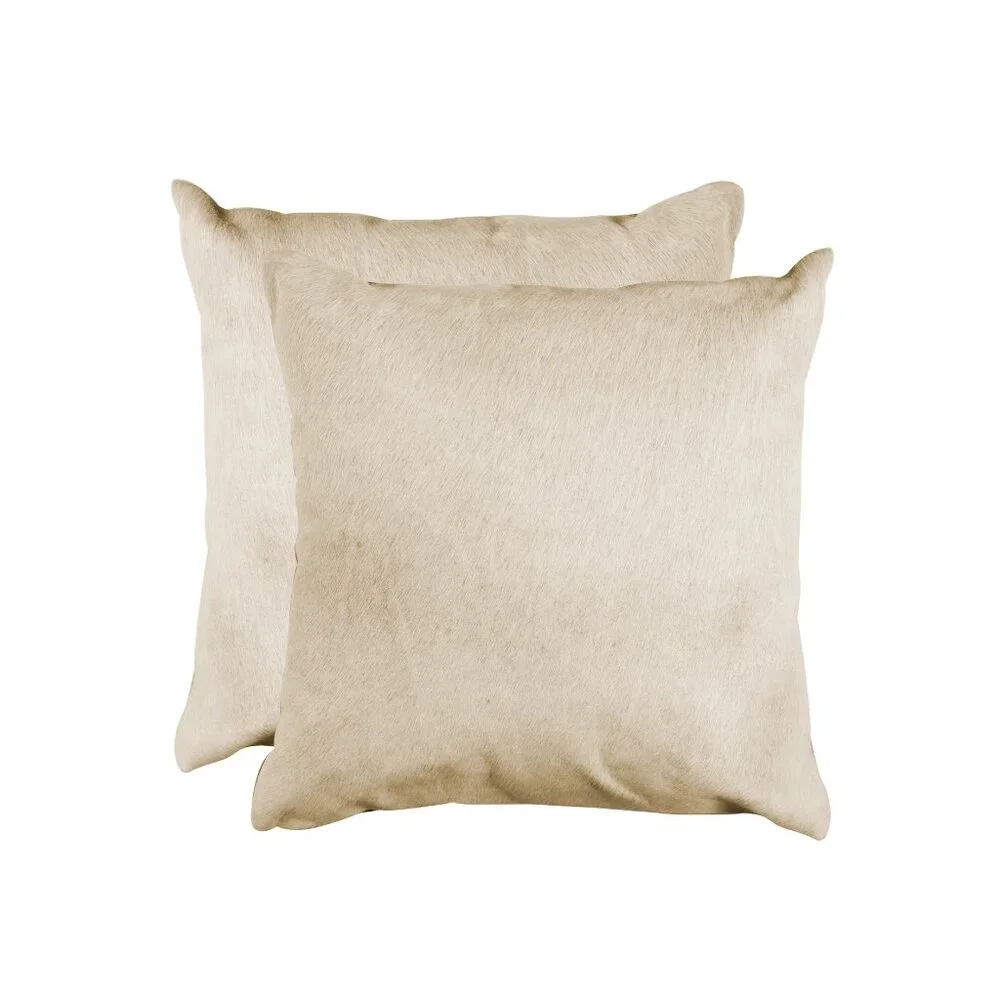 Natural Home Decor Torino Cowhide Pillow | 2-Piece | Natural | 18